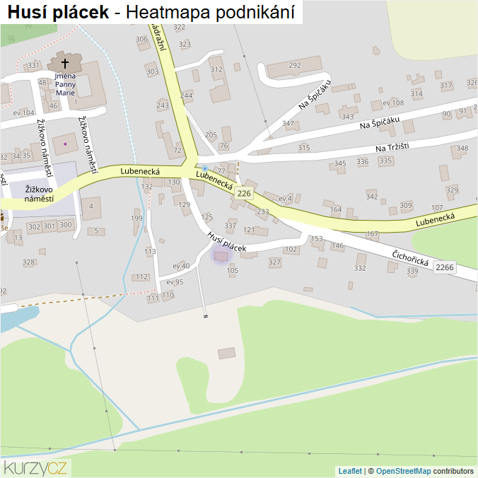 Mapa Husí plácek - Firmy v ulici.
