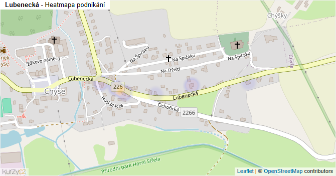 Lubenecká - mapa podnikání