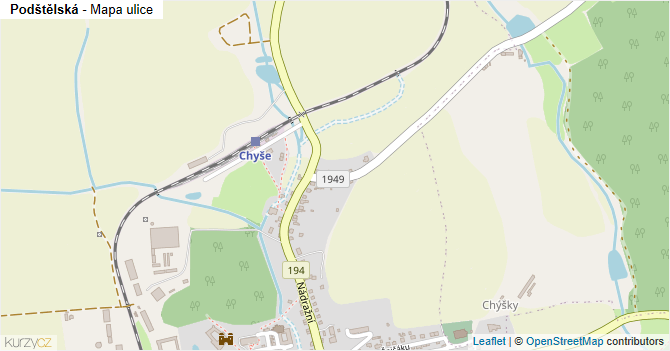 Podštělská - mapa ulice