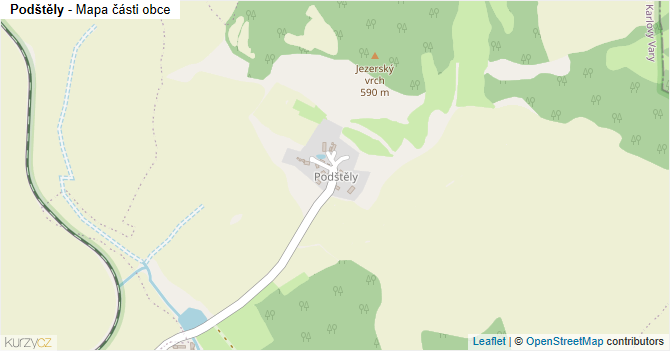 Podštěly - mapa části obce