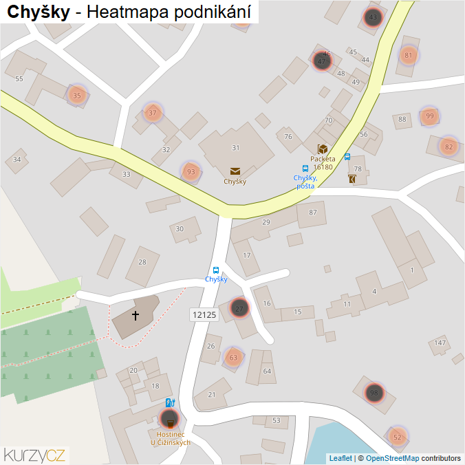 Mapa Chyšky - Firmy v obci.