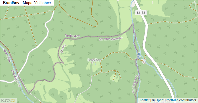 Branišov - mapa části obce
