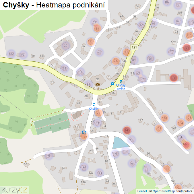 Mapa Chyšky - Firmy v části obce.