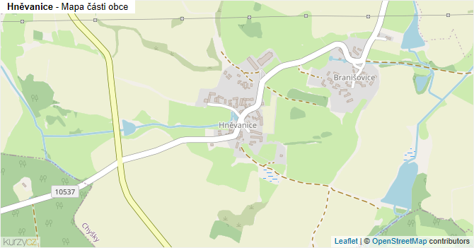 Hněvanice - mapa části obce