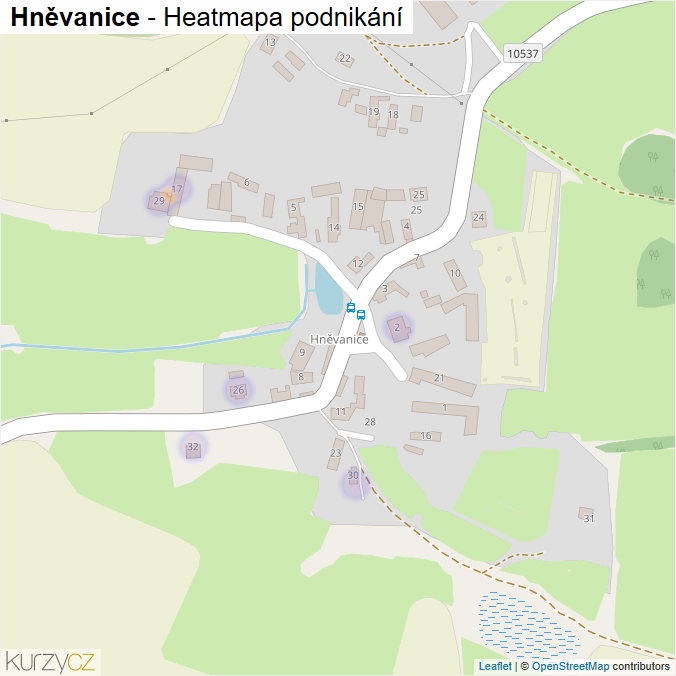 Mapa Hněvanice - Firmy v části obce.