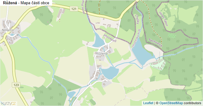 Růžená - mapa části obce