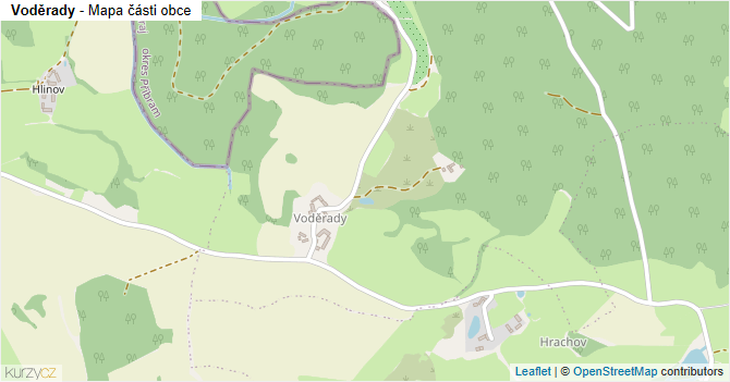 Voděrady - mapa části obce
