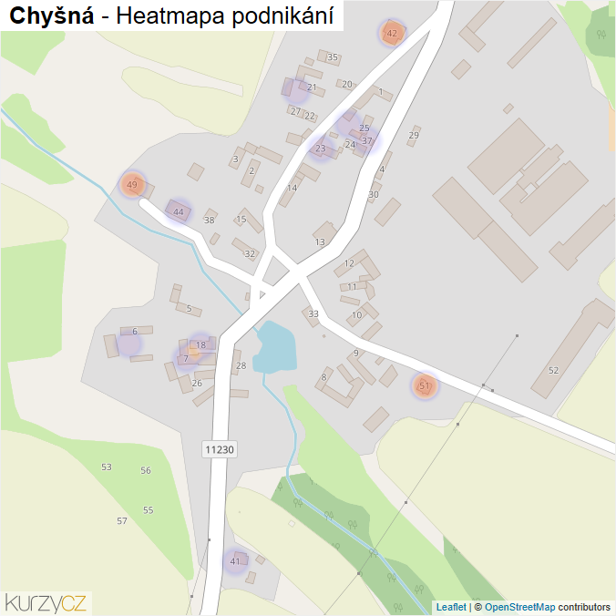 Mapa Chyšná - Firmy v části obce.