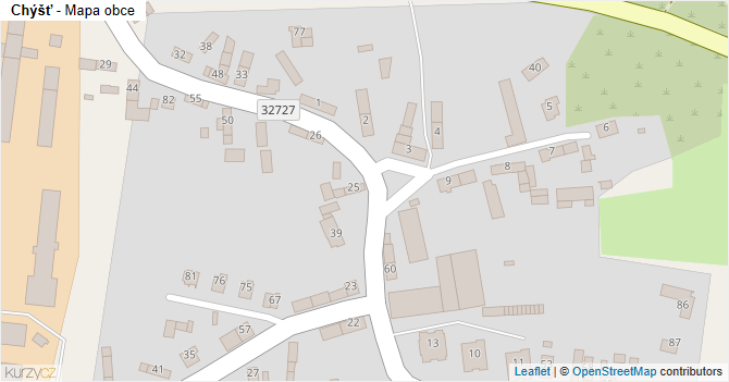 Chýšť - mapa obce