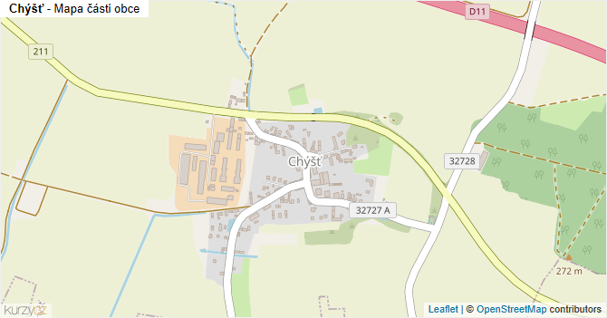Chýšť - mapa části obce