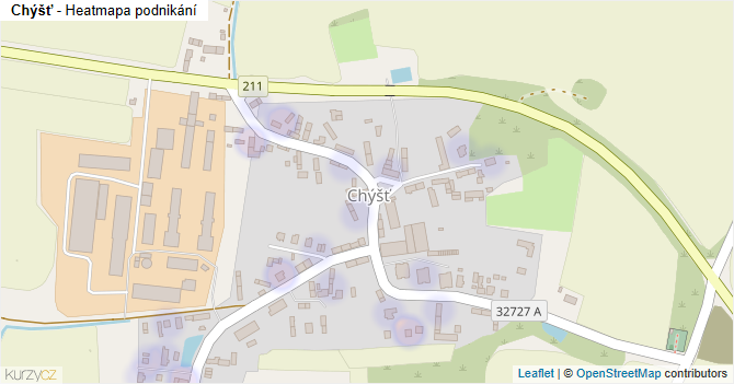 Chýšť - mapa podnikání