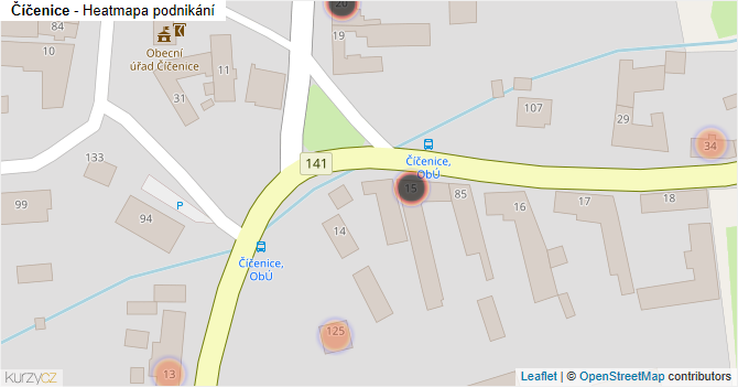 Číčenice - mapa podnikání