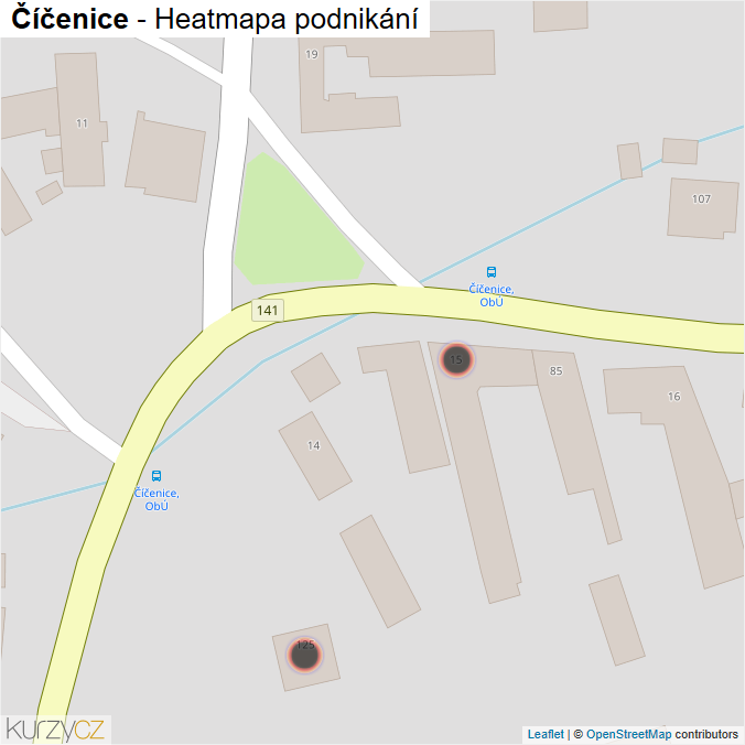 Mapa Číčenice - Firmy v obci.