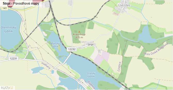 Strpí - záplavové mapy stoleté vody