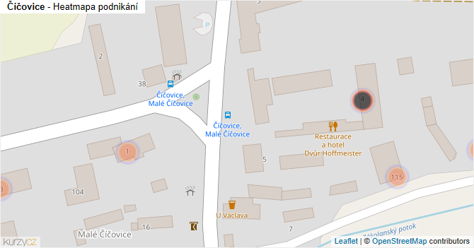Číčovice - mapa podnikání