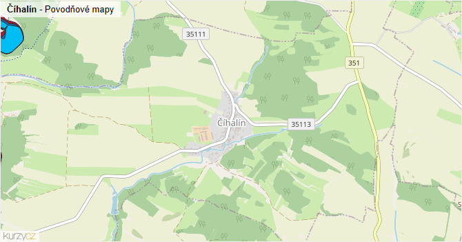 Číhalín - záplavové mapy stoleté vody