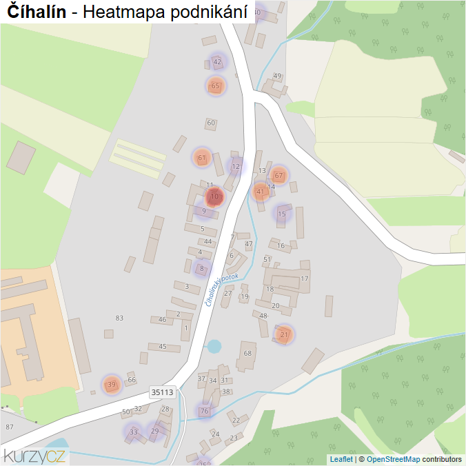 Mapa Číhalín - Firmy v části obce.