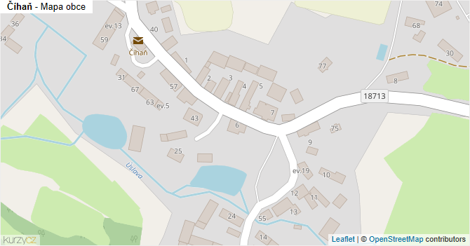 Číhaň - mapa obce