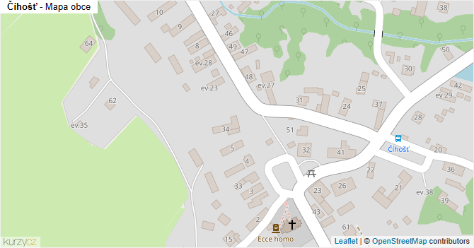 Číhošť - mapa obce