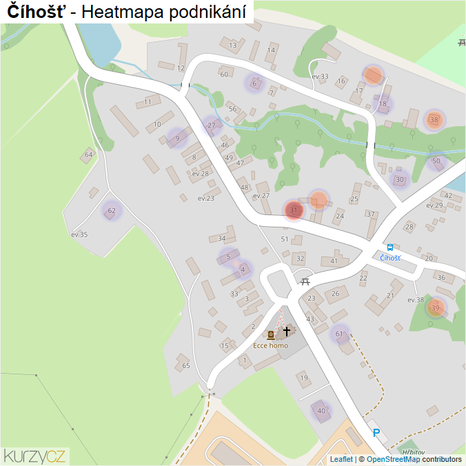 Mapa Číhošť - Firmy v části obce.