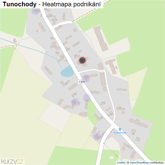 Mapa Tunochody - Firmy v části obce.