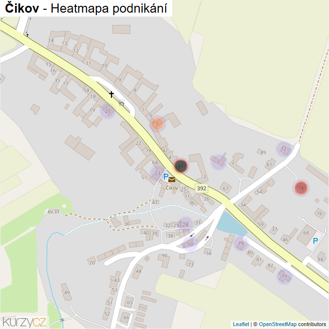Mapa Čikov - Firmy v části obce.