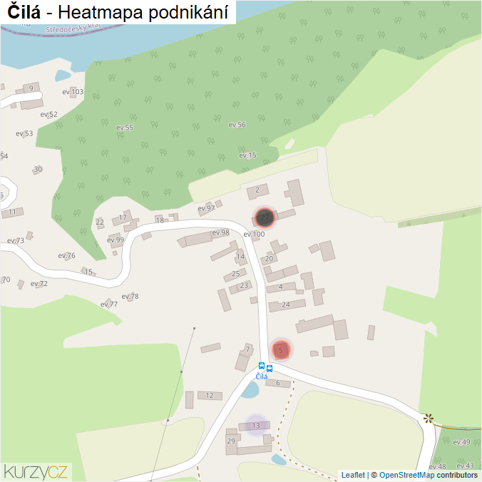Mapa Čilá - Firmy v části obce.