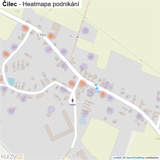Mapa Čilec - Firmy v části obce.