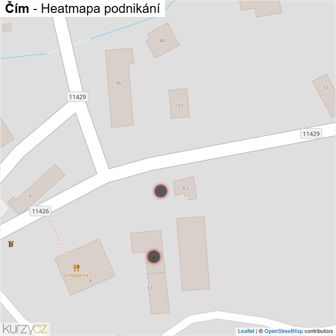 Mapa Čím - Firmy v obci.