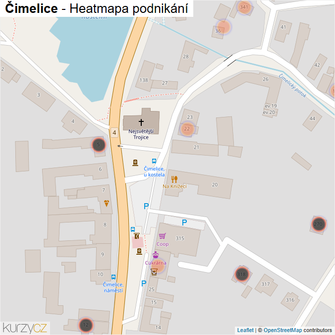 Mapa Čimelice - Firmy v obci.