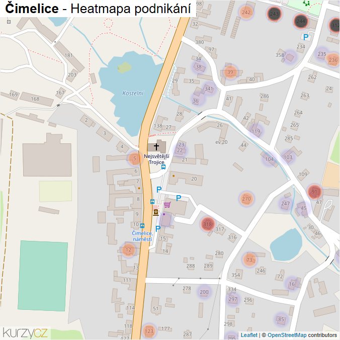 Mapa Čimelice - Firmy v části obce.