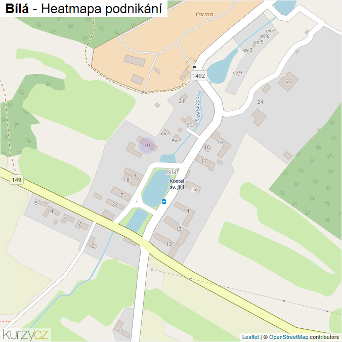 Mapa Bílá - Firmy v části obce.