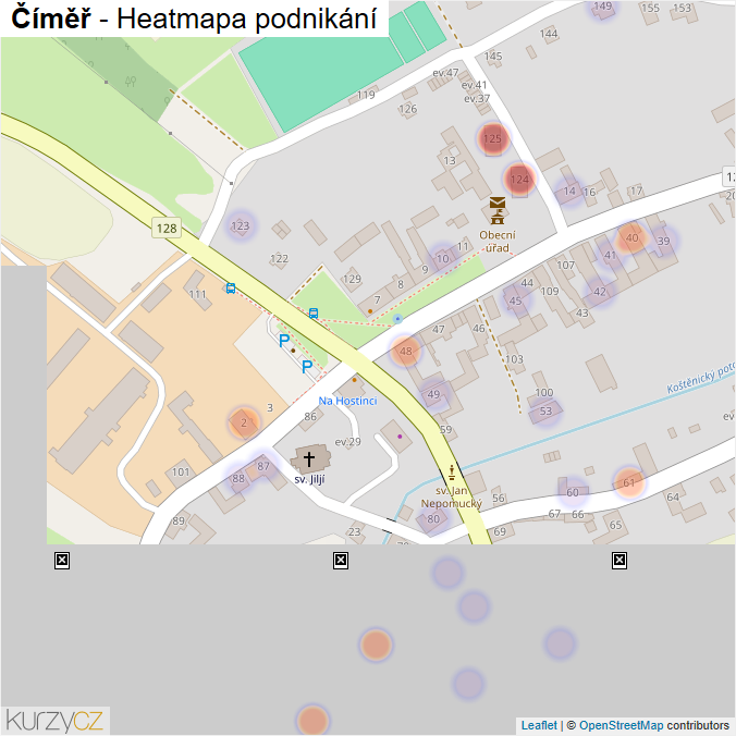Mapa Číměř - Firmy v části obce.