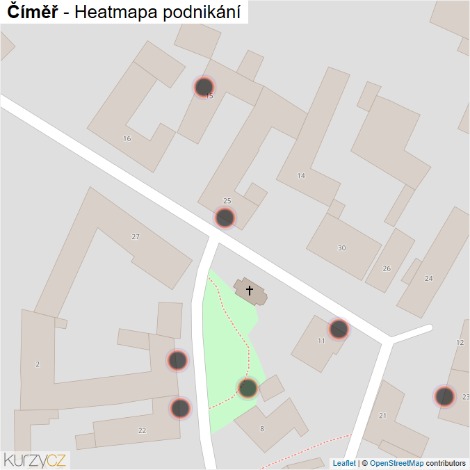 Mapa Číměř - Firmy v obci.