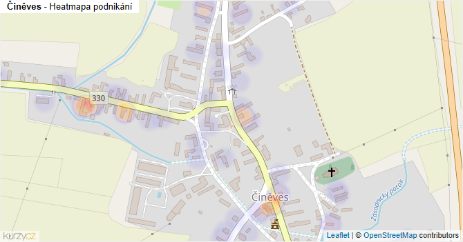 Činěves - mapa podnikání