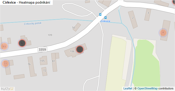 Církvice - mapa podnikání