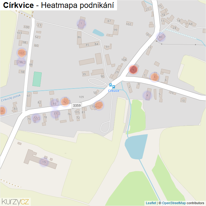 Mapa Církvice - Firmy v části obce.