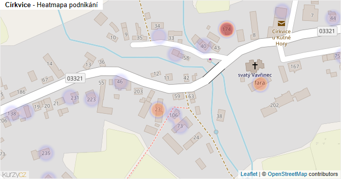 Církvice - mapa podnikání