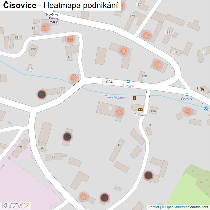 Mapa Čisovice - Firmy v obci.