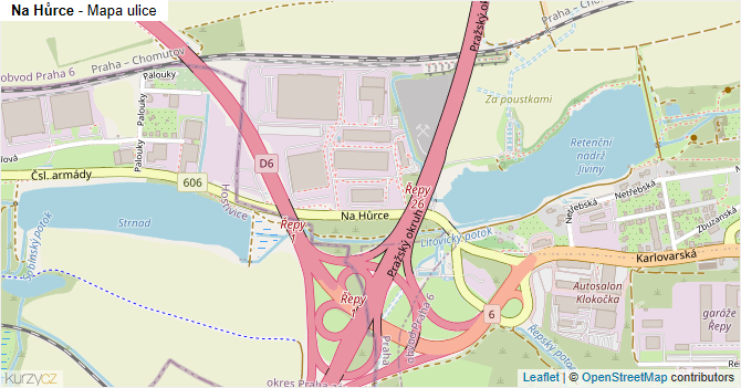 Na Hůrce - mapa ulice