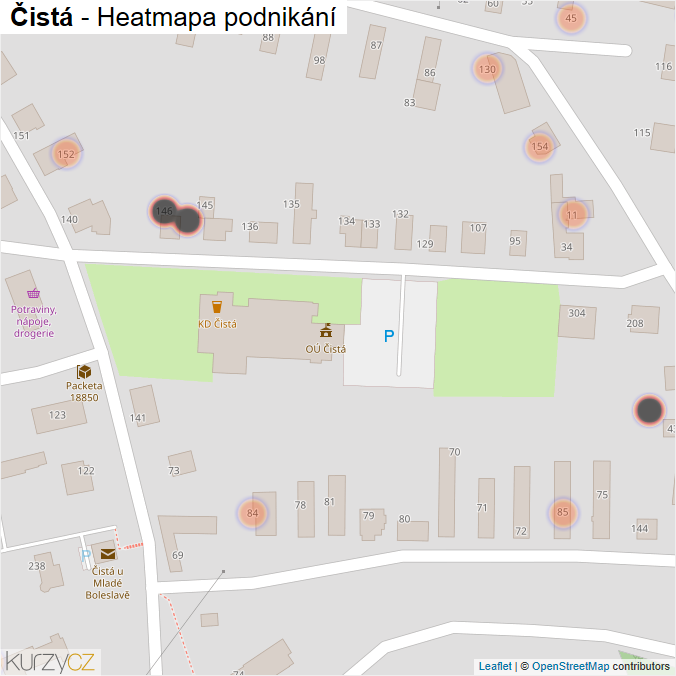Mapa Čistá - Firmy v obci.