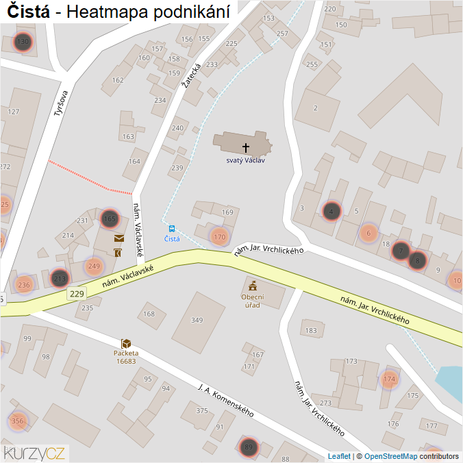 Mapa Čistá - Firmy v obci.