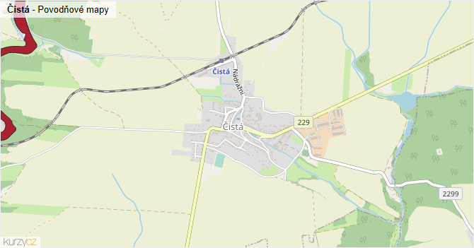 Čistá - záplavové mapy stoleté vody