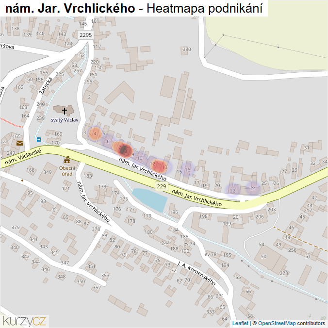 Mapa nám. Jar. Vrchlického - Firmy v ulici.