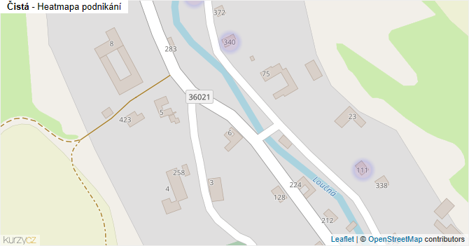 Čistá - mapa podnikání