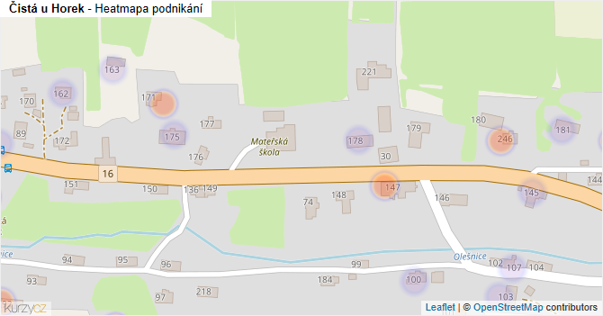 Čistá u Horek - mapa podnikání
