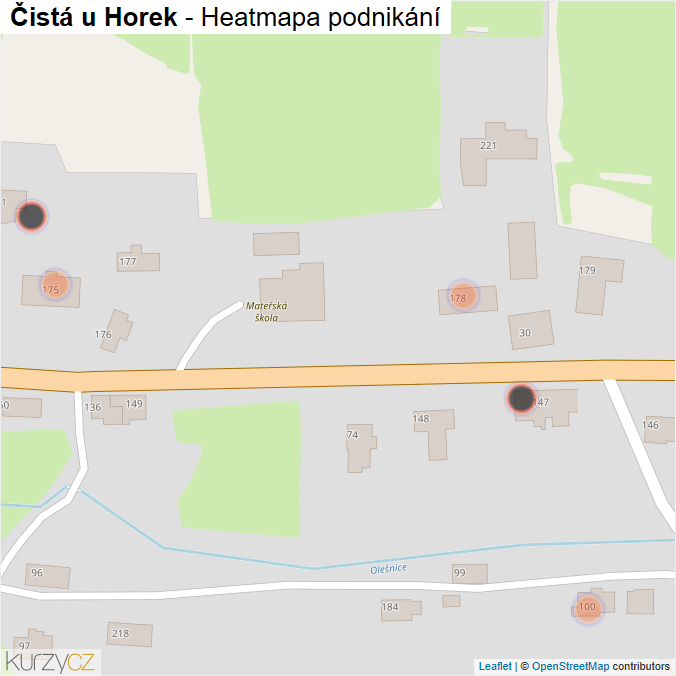 Mapa Čistá u Horek - Firmy v obci.