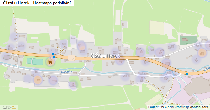 Čistá u Horek - mapa podnikání