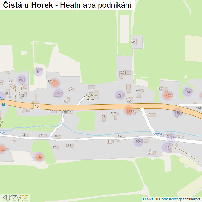 Mapa Čistá u Horek - Firmy v části obce.