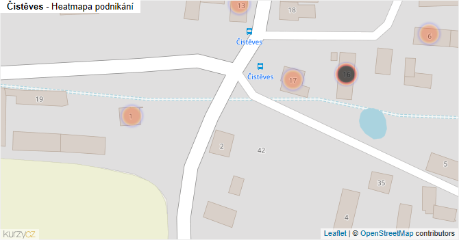 Čistěves - mapa podnikání